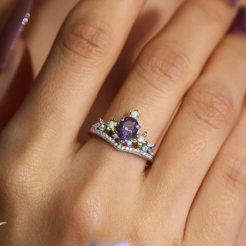 Elegant Sapphire Rings For Engagement-Juniper Dream Amethyst Ring