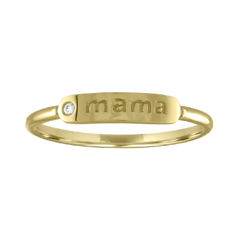 Personalized Wedding Bands For Special Occasions-My Story 14k Gold "Mama" Skinny Signet Ring