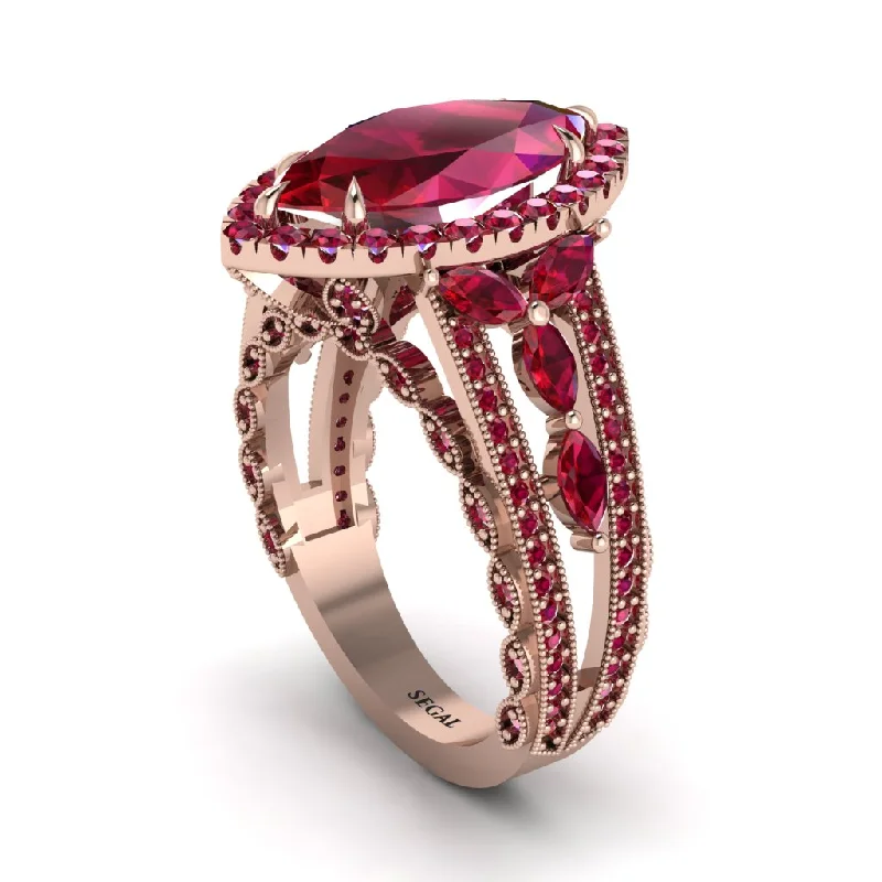 Simple Titanium Rings For Everyday Wear-Ruby Majestic Splendor Engagement Ring - Antonella No. 56