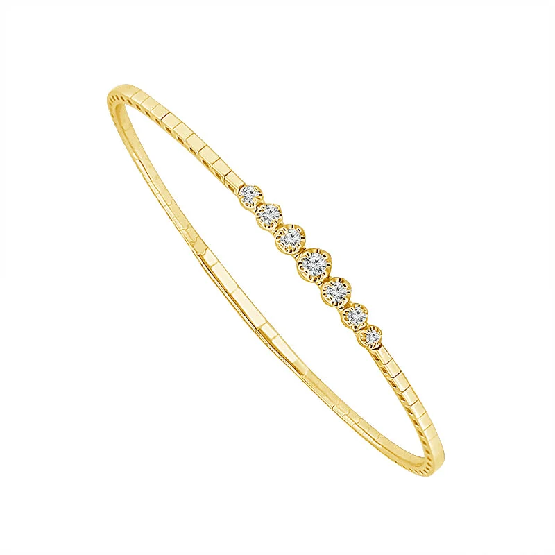 Bangles For A Pop Of Color-1/5 Ctw Flexible Diamond Bangle Bracelet in 10 Karat Yellow Gold