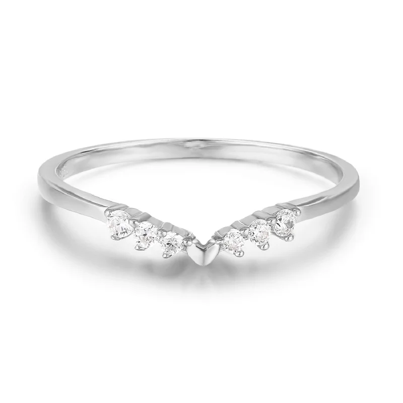 Classic Custom Wedding Rings For Couples-Hearty Heart Stacking Band