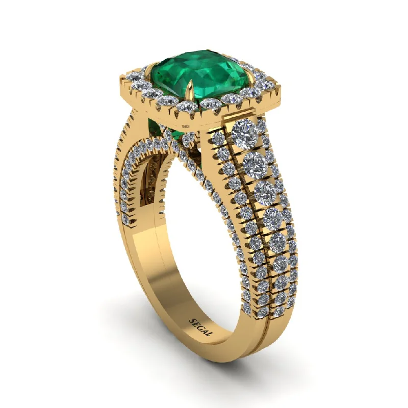 Unique Wedding Bands For Men-Cushion Cut Emerald Eternal Splendor Engagement Ring - Lorelei No. 4