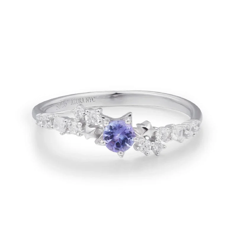 Classic Gold Wedding Rings For Him and Her-Stardust Tanzanite Ring