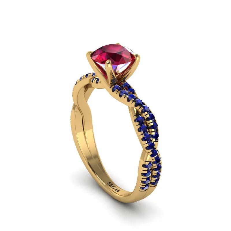 Elegant Rose Gold Rings For Weddings-Round Cut Ruby Eternal Embrace Engagement Ring - Nia No. 70