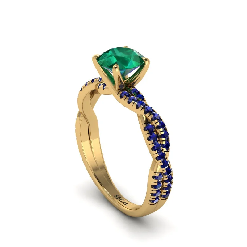 Beautiful Birthstone Rings For Every Month-Round Cut Emerald Eternal Embrace Engagement Ring - Nia No. 64