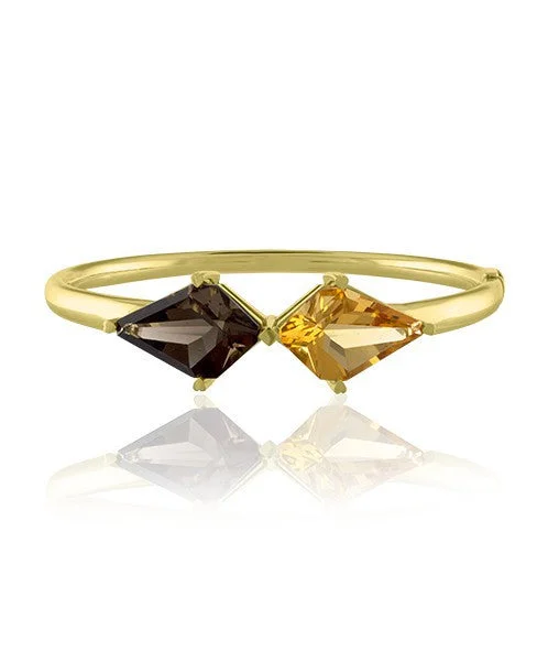 Bangles With Filigree Work-Kite Shaped Citrine and Smoky Quartz Bangle 325-JSA