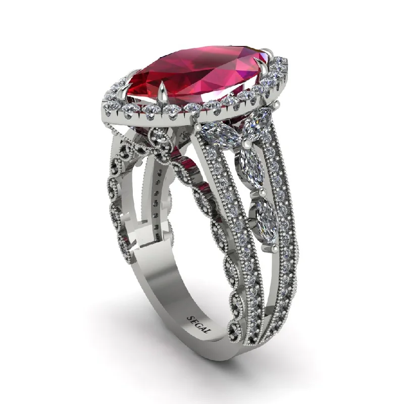 Personalized Gemstone Wedding Rings For Brides-Ruby Majestic Splendor Engagement Ring - Antonella No. 12