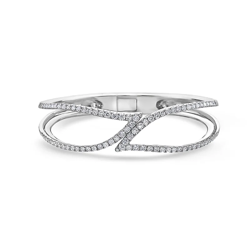 Bangles With Engravings-Precious Pastel Leaf Diamond Bangle Bracelet