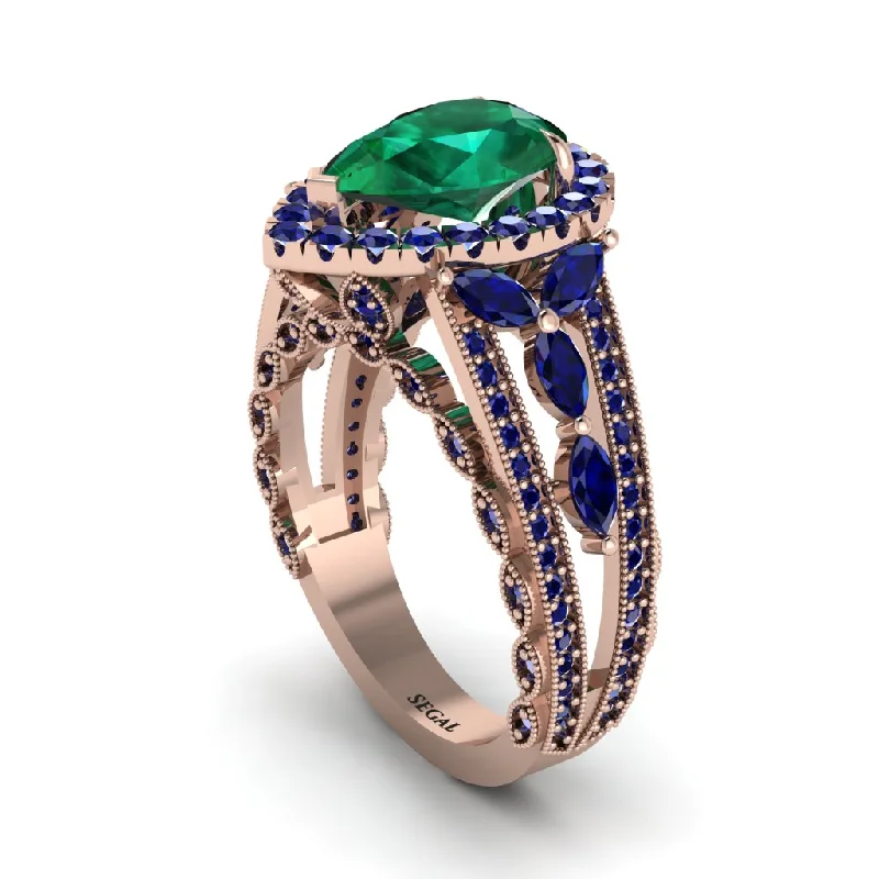 Beautiful Custom Wedding Rings For Couples-Emerald Imperial Blossom Engagement Ring - April No. 65