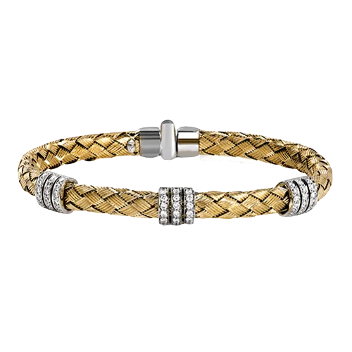 Bangles For Spring Trends-Woven Bangle in 18k Gold with Diamonds LB2090