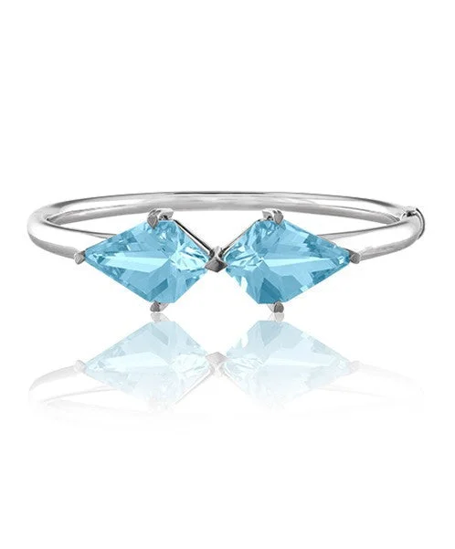 Bangles With Engraved Messages-Kite Shaped Sky Blue Topaz Bangle 335-JSA