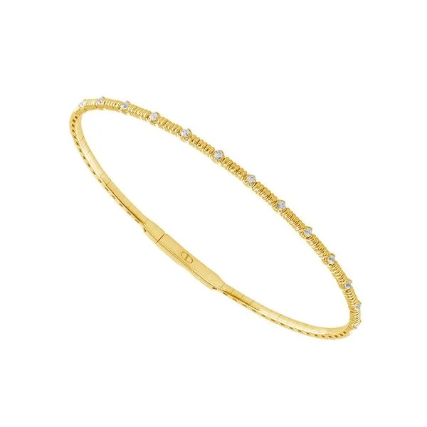 Bangles With Topaz Stones-14k Yellow Gold 0.20ctw Flexible Diamond Bangle Bracelet