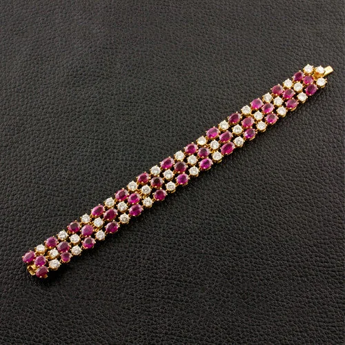 Bracelets In Silver-Ruby & Diamond Bracelet