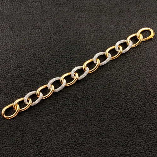 Bracelets With Pearls-Gold & Diamond Link Bracelet