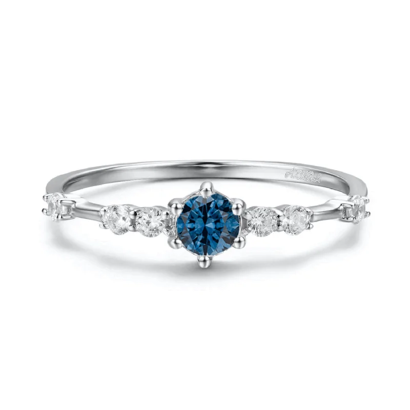 Unique Personalized Wedding Bands For Couples-The Center of the Universe Blue Topaz Ring