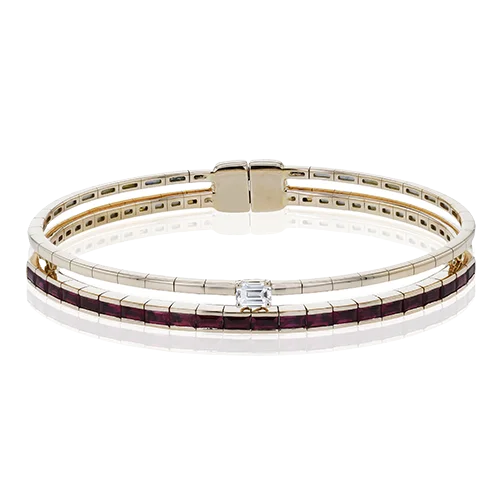 Bangles For Traditional Outfits-Ruby Bangle in 18k Gold with Diamonds LB2441