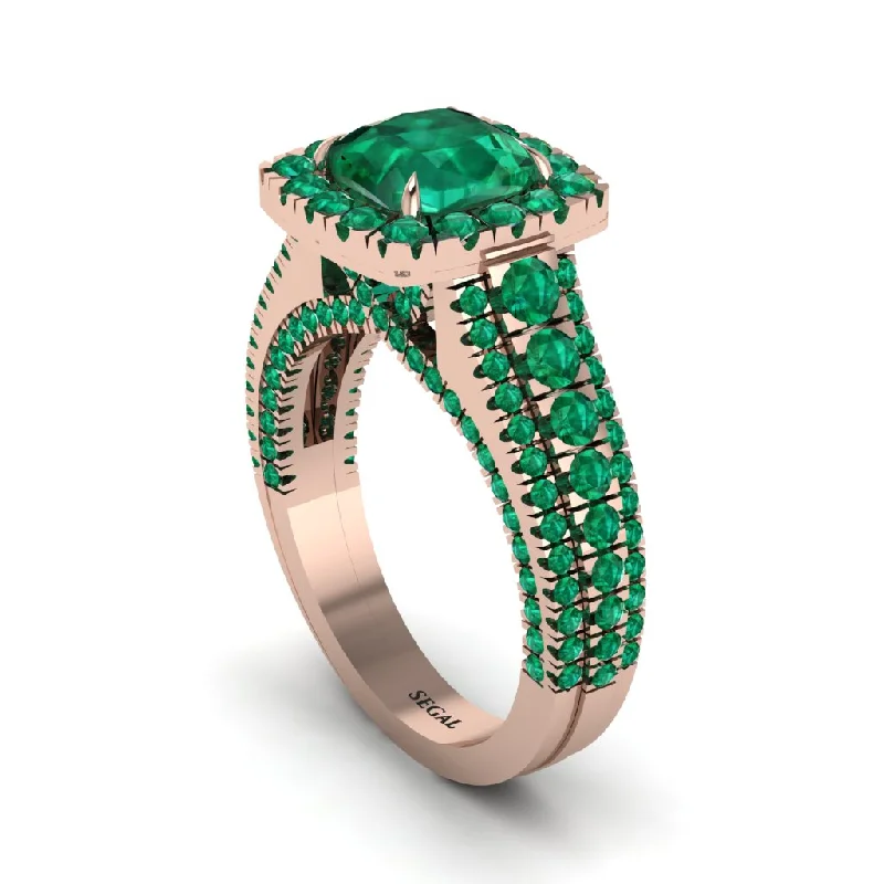 Custom Nameplate Rings For Personal Style-Cushion Cut Emerald Eternal Splendor Engagement Ring - Lorelei No. 20