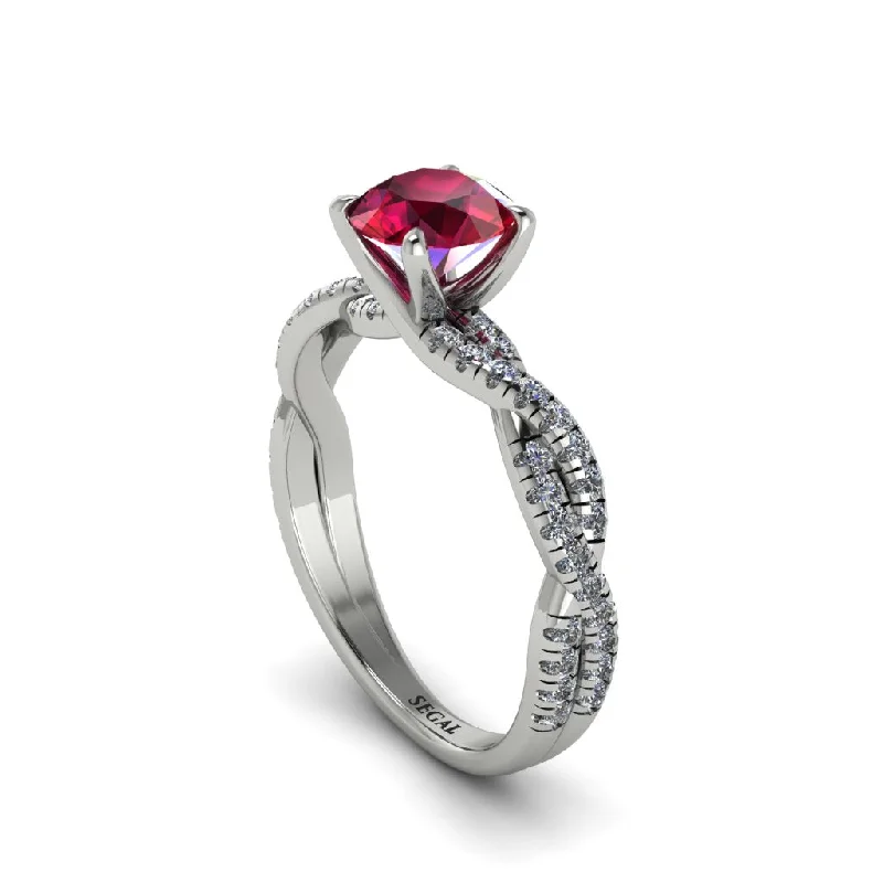 Gemstone Cocktail Rings For Bold Fashion-Round Cut Ruby Eternal Embrace Engagement Ring - Nia No. 12