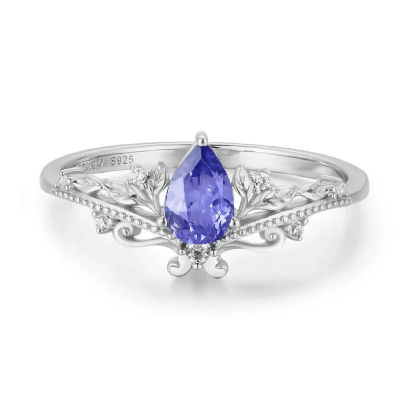 Silver Cocktail Rings For Bold Glam-Lotus Tanzanite Ring©