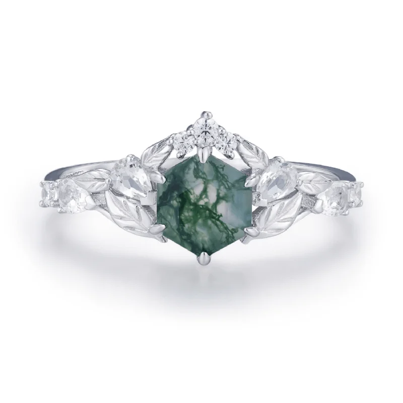 Stunning Diamond Wedding Rings For Brides-Fae Meadow Moss Agate Ring