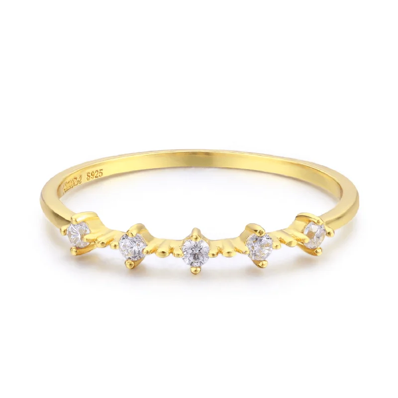 Custom Wedding Bands For Meaningful Gifts-White Topaz Celestial Ring (Yellow Gold)