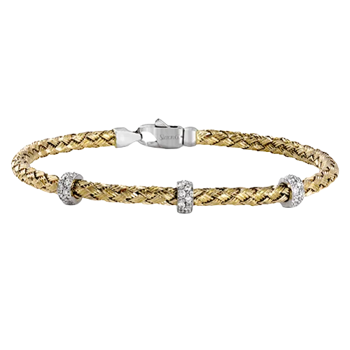 Bangles With Pearls-Woven Bangle in 18k Gold with Diamonds LB2093