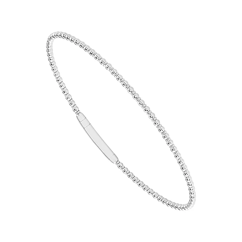 Bangles For Style Inspiration-14 Karat White Gold Beaded Flexible Bangle Bracelet