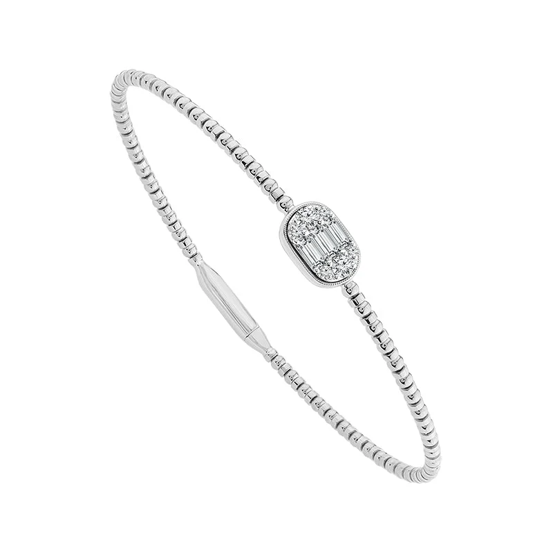 Bangles For Boho Vibes-1/3 Ctw Flexible Diamond Bangle Bracelet in 14 Karat White Gold