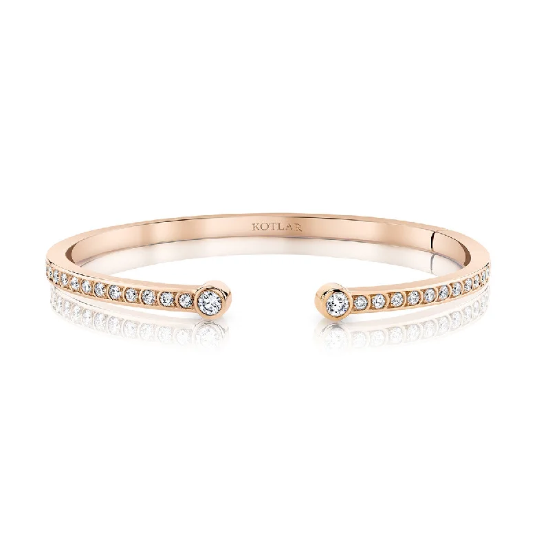 Bangles With Artistic Features-Scallop Artisan Diamond Pave Bangle