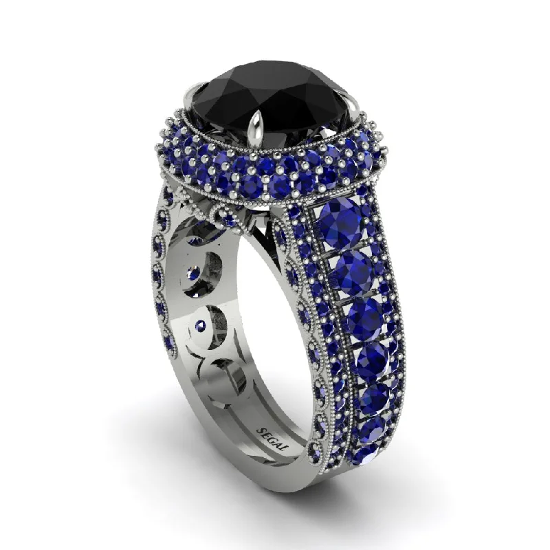 Personalized Promise Rings For Special Occasions-Black Diamond Radiant Majesty Pave Engagement Ring - Cataleya No. 69