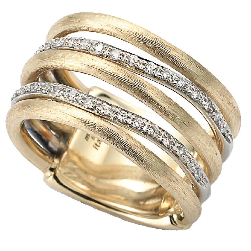 Trendy Stackable Wedding Rings For Brides-Marco Bicego Jaipur Link Yellow & White Gold Diamond 5 Row Ring AB479 B YW