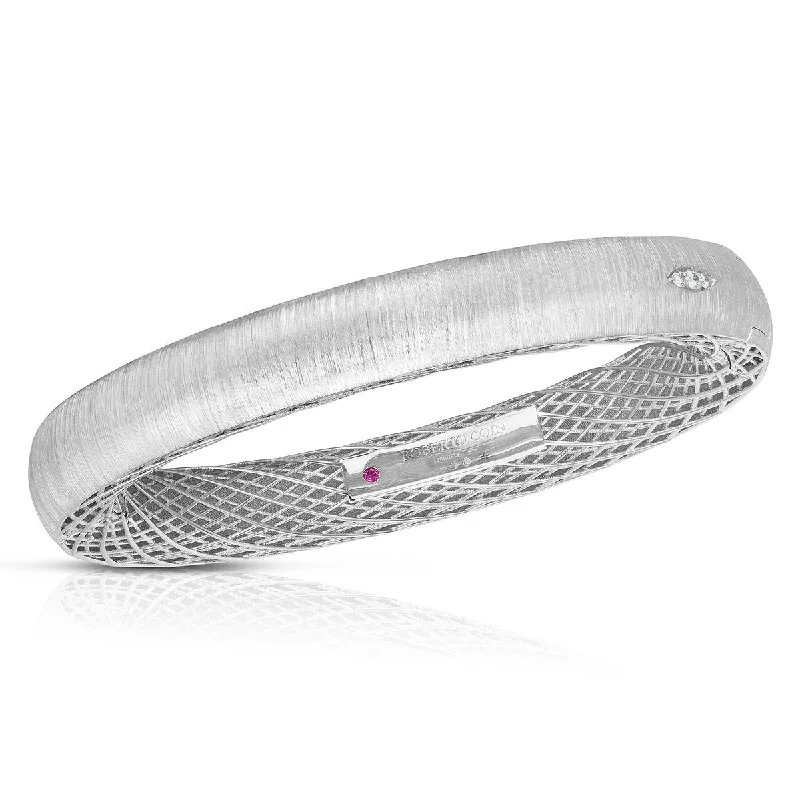 Bangles For Year-round Wear-Satin Finish Gold Gate Bangle with Diamonds