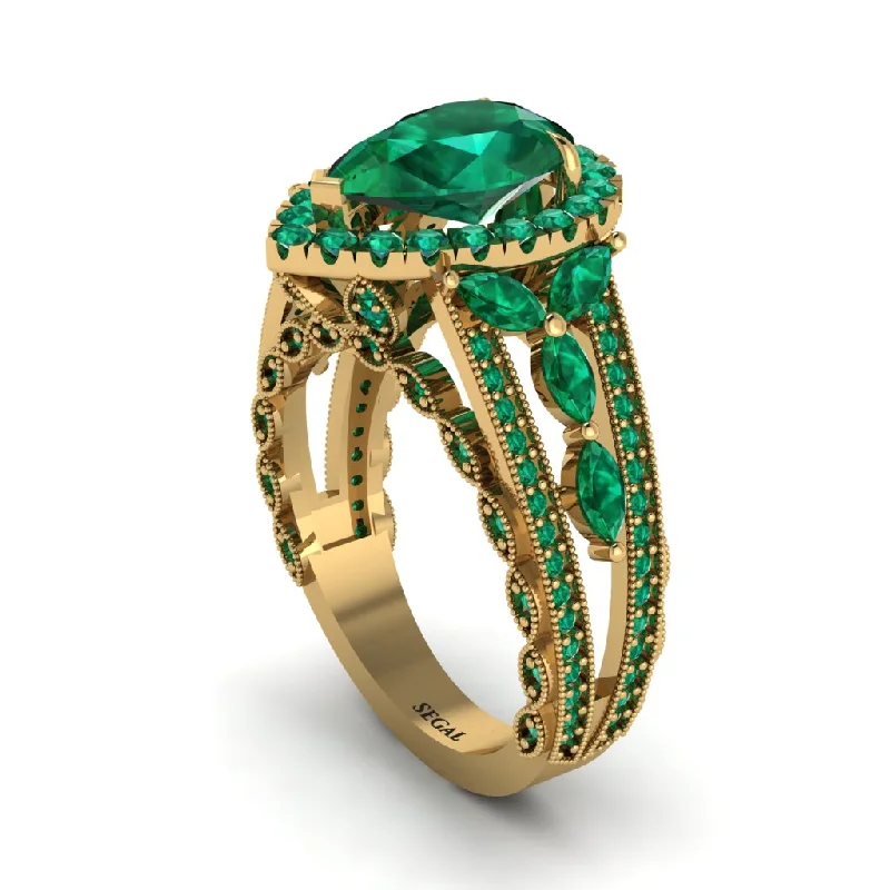 Simple Stackable Rings For Trendy Fashion-Emerald Imperial Blossom Engagement Ring - April No. 19