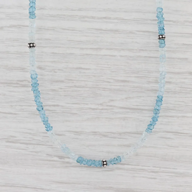 Colorful Bead Necklaces For Playful Style-New Nina Nguyen Blue Topaz Bead Necklace Sterling Silver 32-36" Adjustable Layer