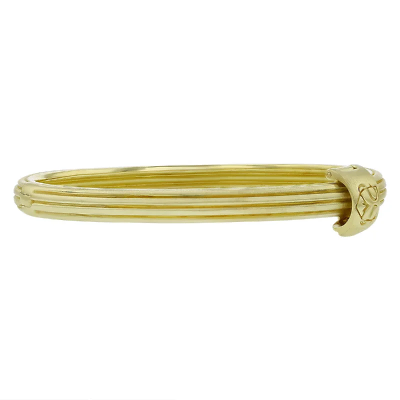 Bangles With Delicate Designs-Slane 18K Yellow Gold Column Bangle Bracelet