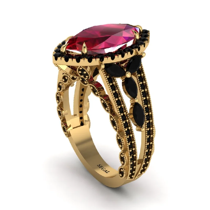 Beautiful Vintage Wedding Rings For Brides-Ruby Majestic Splendor Engagement Ring - Antonella No. 40