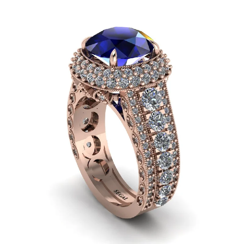 Minimalist Rings For Elegant Simplicity-Sapphire Radiant Majesty Pave Engagement Ring - Cataleya No. 14