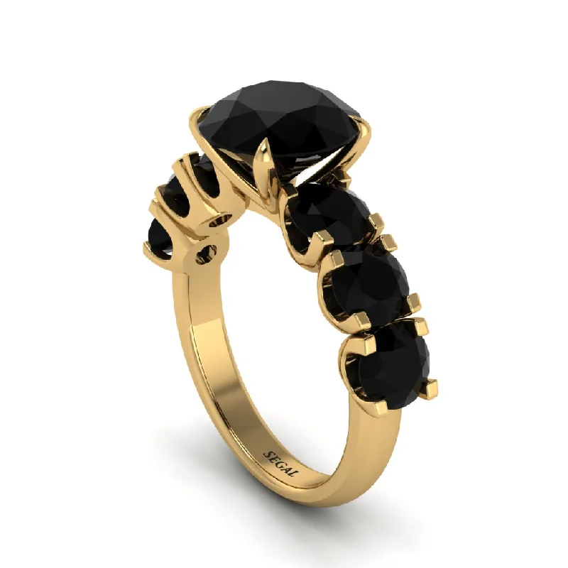 Beautiful Birthstone Rings For Every Month-Custon 4 ct Round Cut Black Diamond Cathedral Engagement Ring - Tatum No. 3700