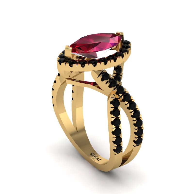 Unique Engagement Rings For Non-Traditional Brides-Ruby Marquise Split Shank Engagement Ring - Carly No. 40