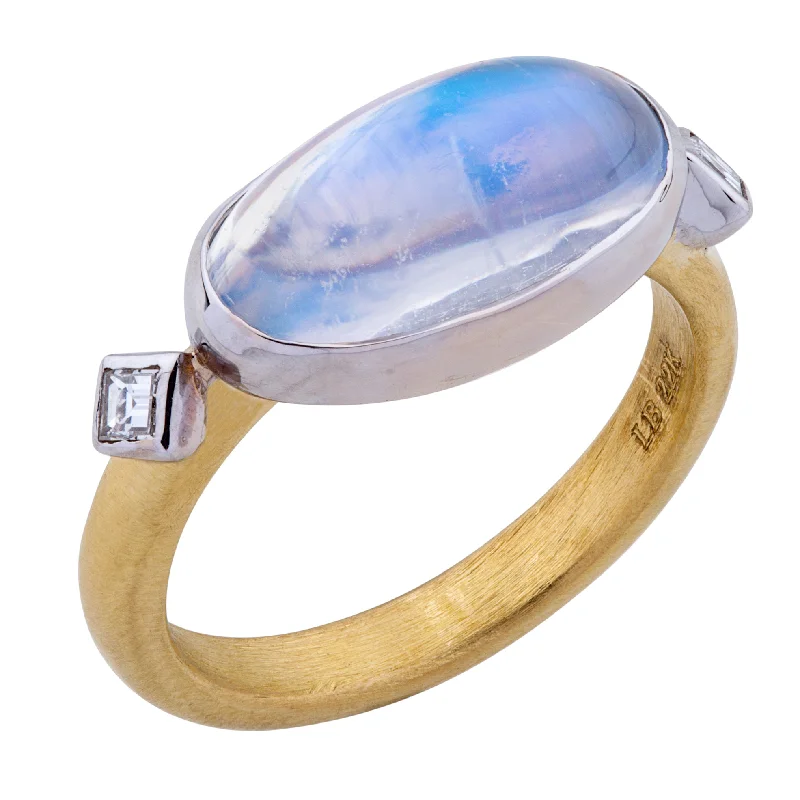 Personalized Name Rings For Special Gifts-Lika Behar "Moondance" Ring 22K Yellow Gold Oval Blue Moonstone