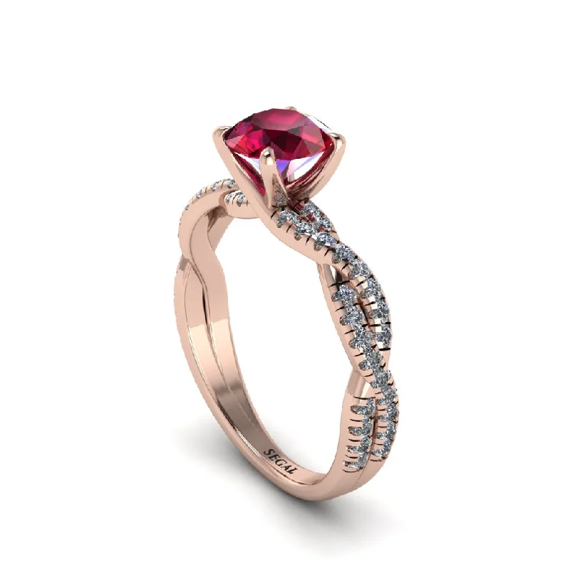 Rose Gold Engagement Rings For Brides-Round Cut Ruby Eternal Embrace Engagement Ring - Nia No. 11