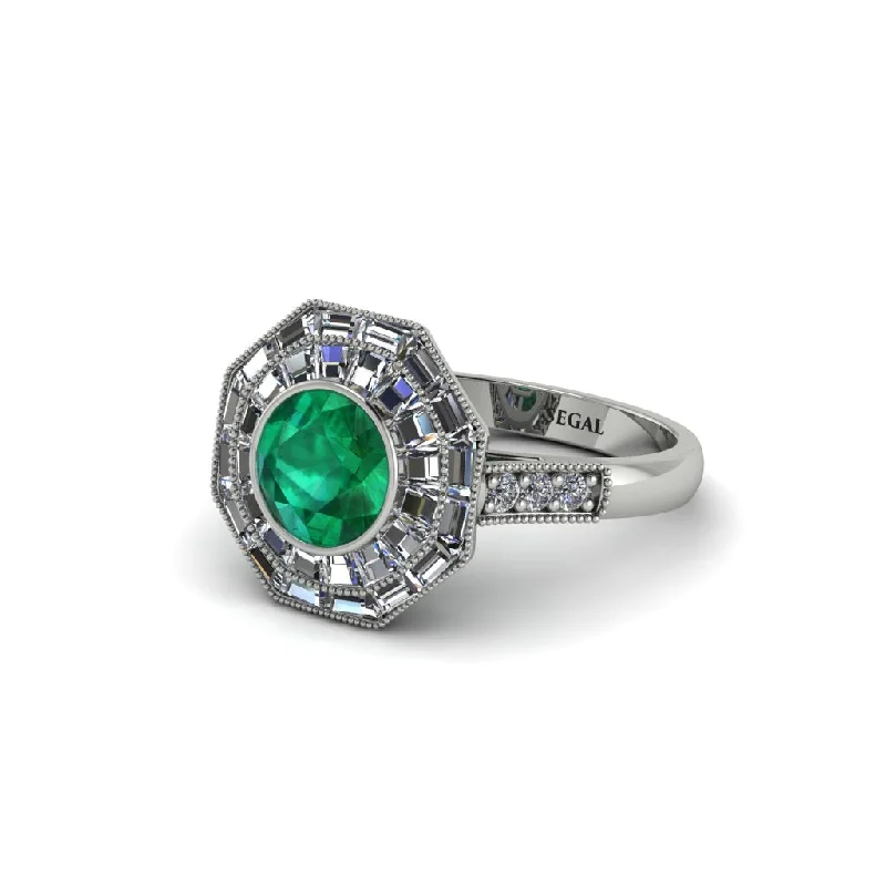 Dainty Gold Rings For Elegant Fashion-Emerald Radiant Majesty Engagement Ring - Francesca No. 6