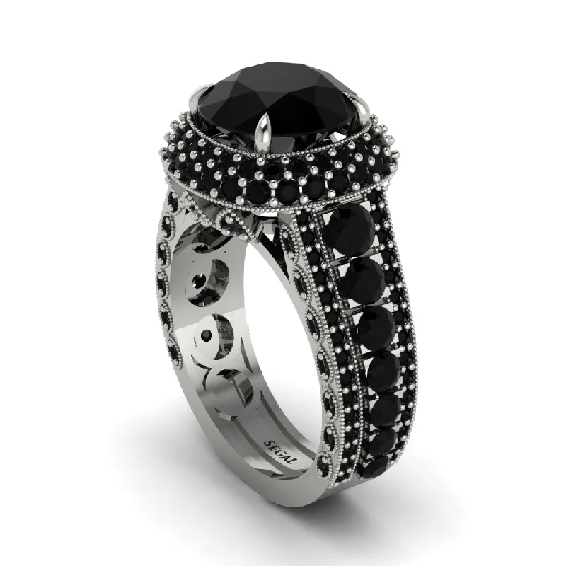 Stylish Men’s Rings For Everyday Wear-Black Diamond Radiant Majesty Pave Engagement Ring - Cataleya No. 39