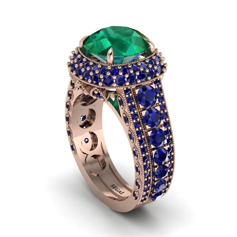 Wedding Bands For Same-Sex Couples-Emerald Radiant Majesty Pave Engagement Ring - Cataleya No. 65