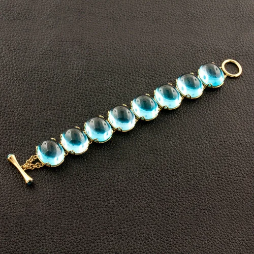 Bracelets For Special Occasions-Cabochon Blue Topaz Bracelet