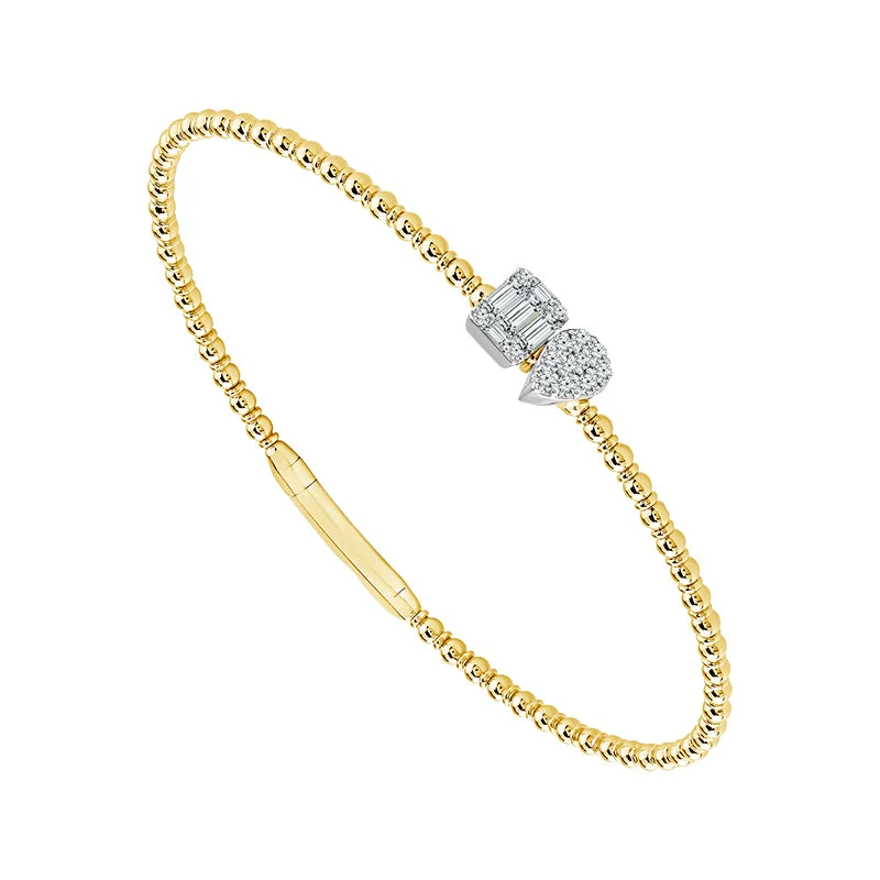 Bangles With Platinum Coating-1/3 Ctw Two-Tone Gold Flexible Diamond Bangle Bracelet