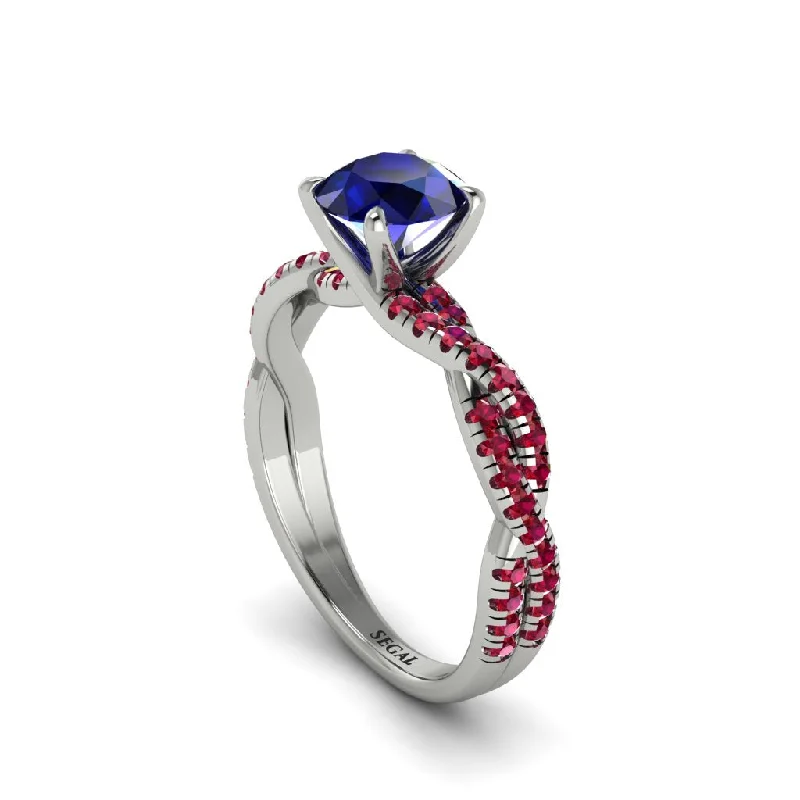 Elegant Engagement Rings With Gemstones-Round Cut Sapphire Eternal Embrace Engagement Ring - Nia No. 60