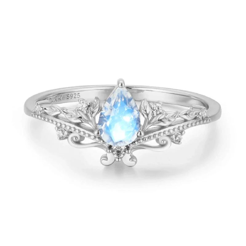 Sparkling Wedding Bands For Brides-Lotus Moonstone Ring©