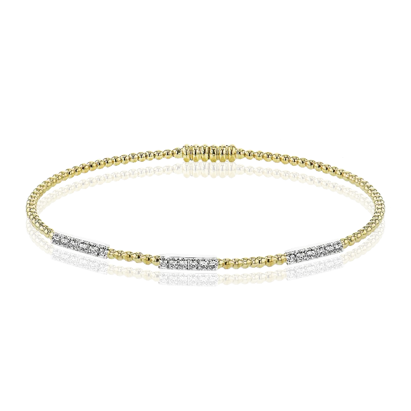 Bangles For Evening Wear-Beaded Bangle in 18k Gold with Diamonds LB2345