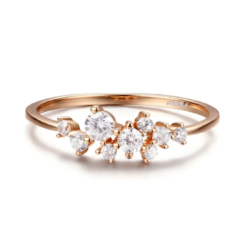 Stunning Engagement Rings For Brides-10K Rose Gold- Glitter Raindrop Ring- Size 8